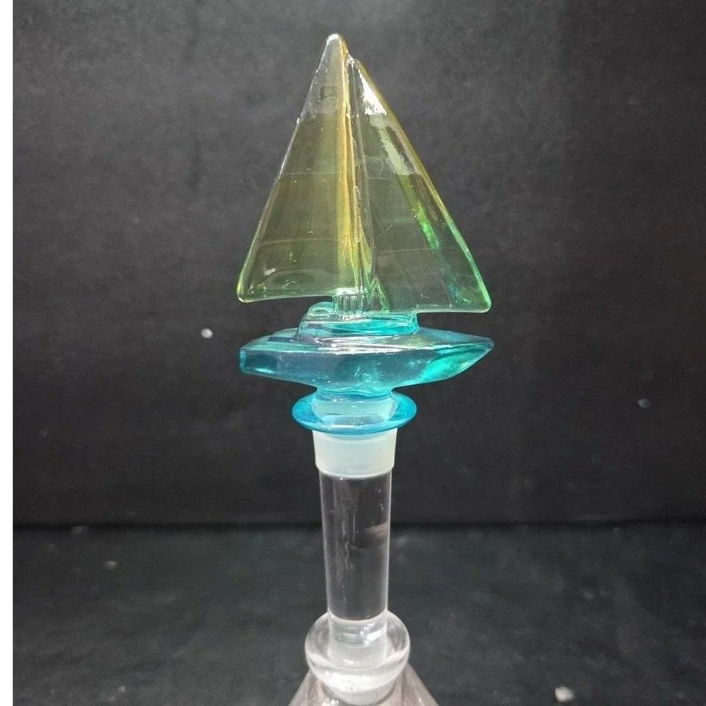 Mikasa Blue Regatta Ship Bottle Stopper, Lead Crystal Boat Replacement Topper‎